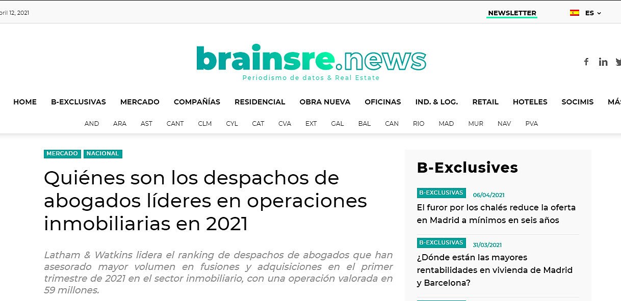 Quines son los despachos de abogados lderes en operaciones inmobiliarias en 2021